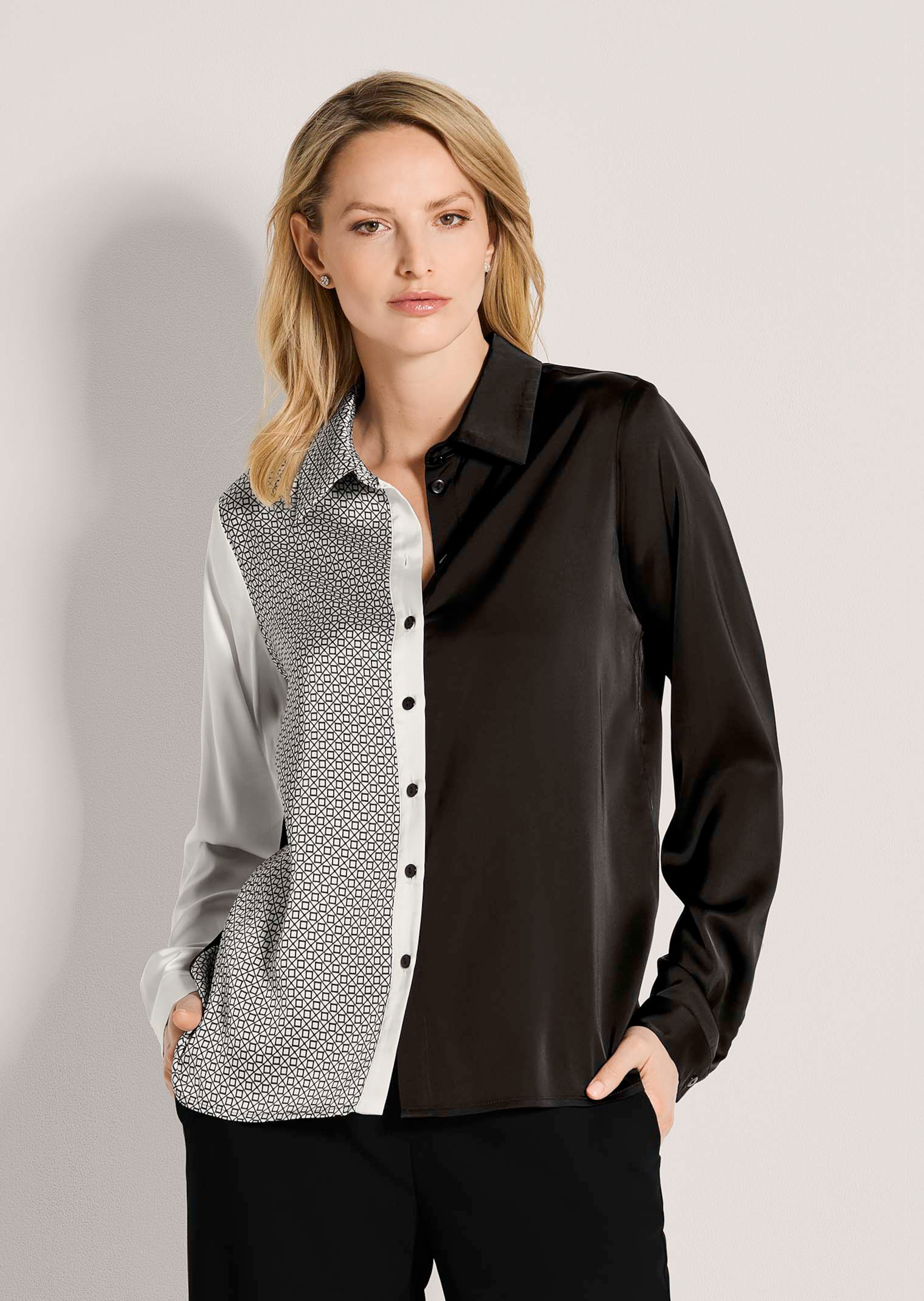 Hemdbluse im Muster-Mix