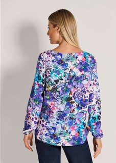 Bluse mit Blumenprint und Bordüre thumbnail 3