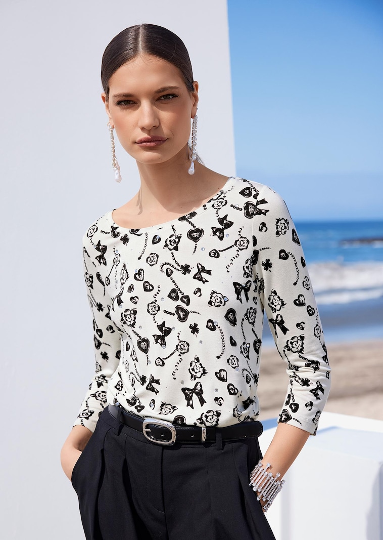 Shirt met fantasieprint en strass