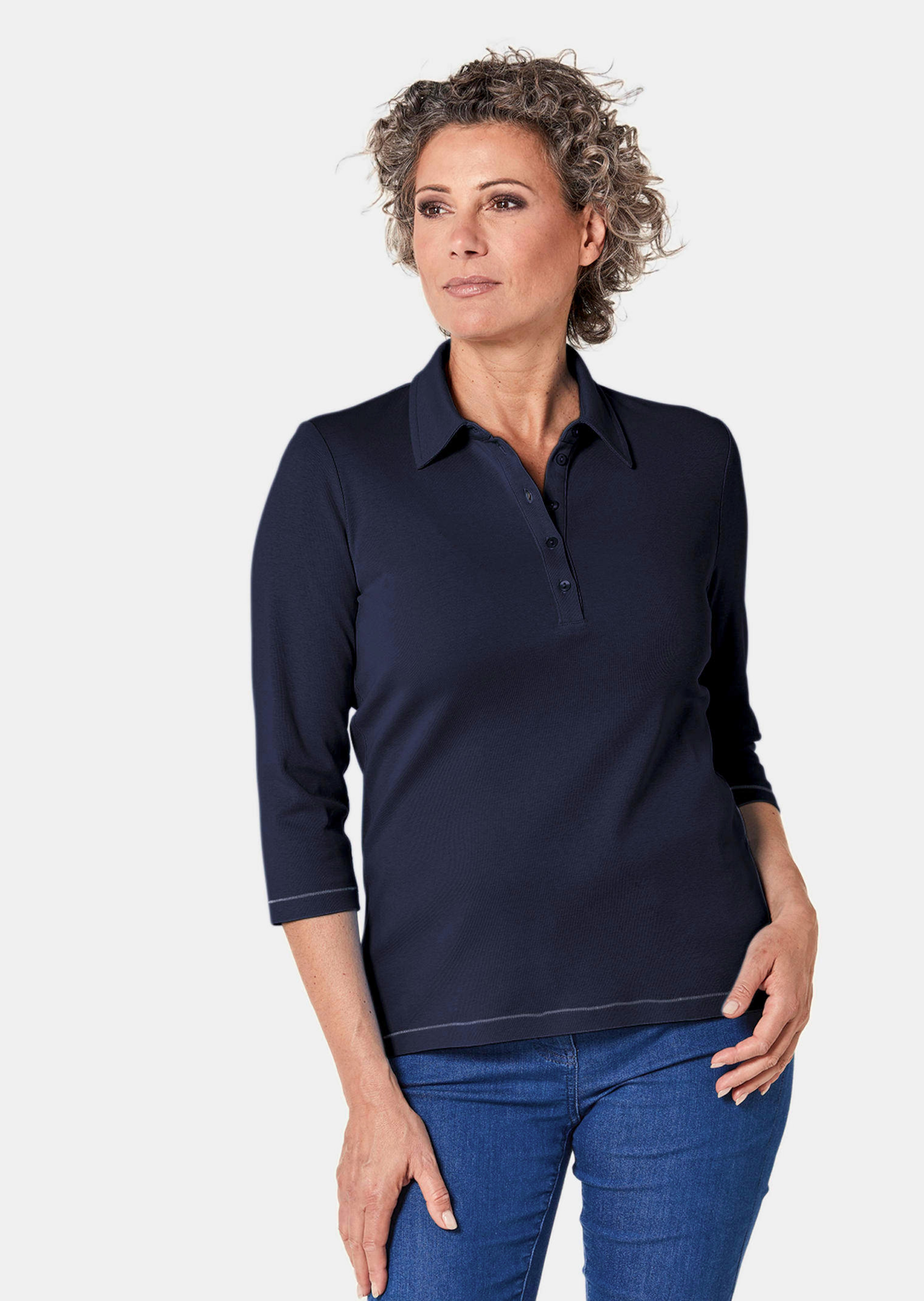 Basic-Poloshirt mit Stickerei aus reiner Baumwolle