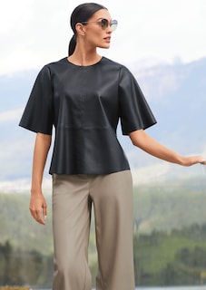 Half-sleeved shirt made from soft faux leather thumbnail 6