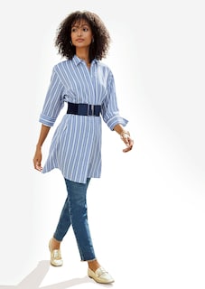 Langes Hemd mit Webstreifen und 3/4-Ärmeln thumbnail 7