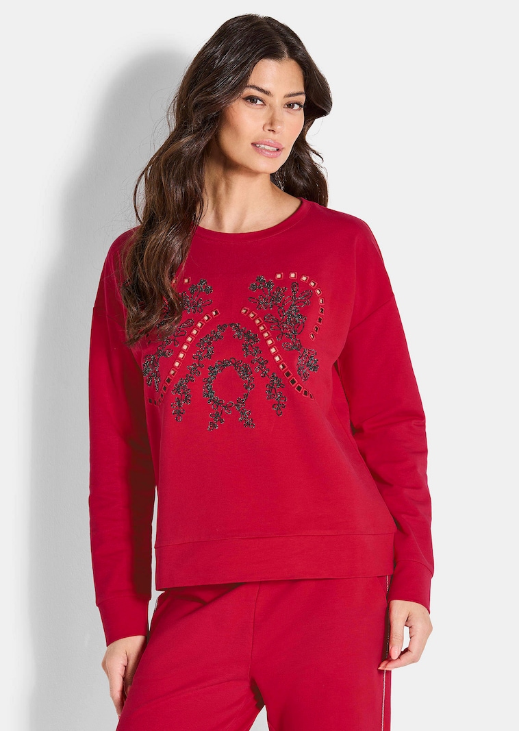 Sweatshirt mit femininer Stickerei
