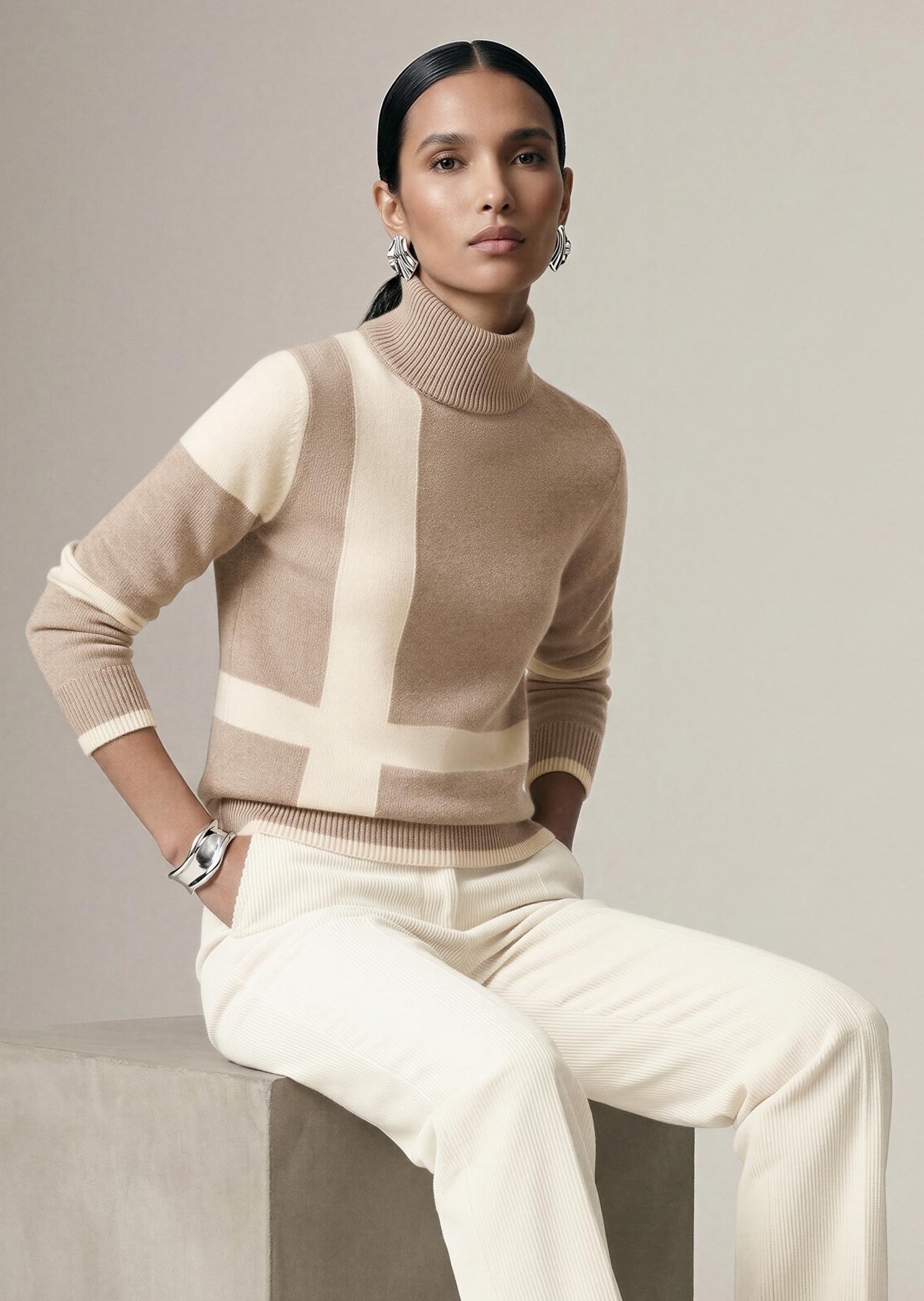 Pullover mit Colorblocking-Muster
