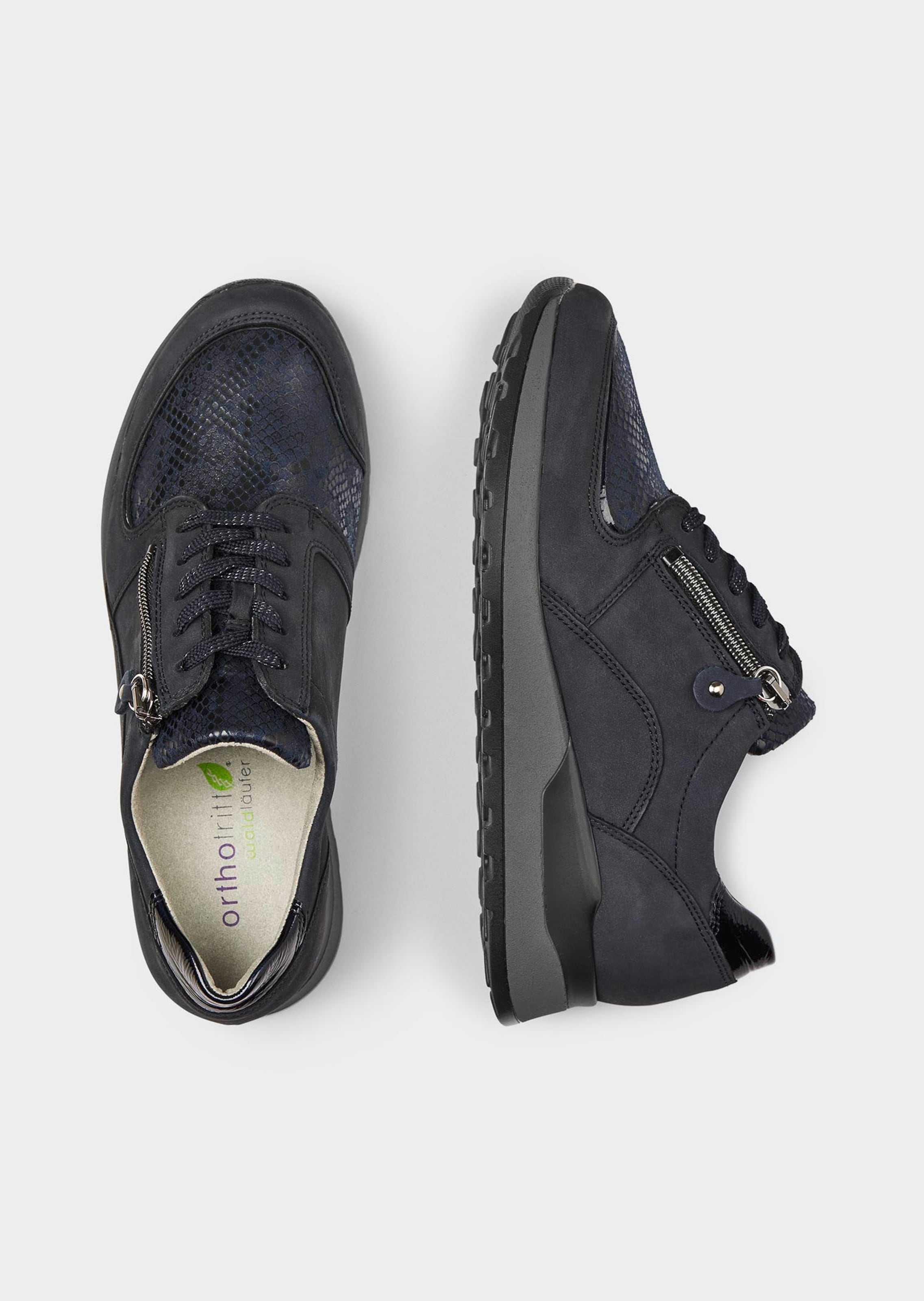 Baskets en cuir et textile mélangés - marine - Gr. 38 de Goldner Fashion