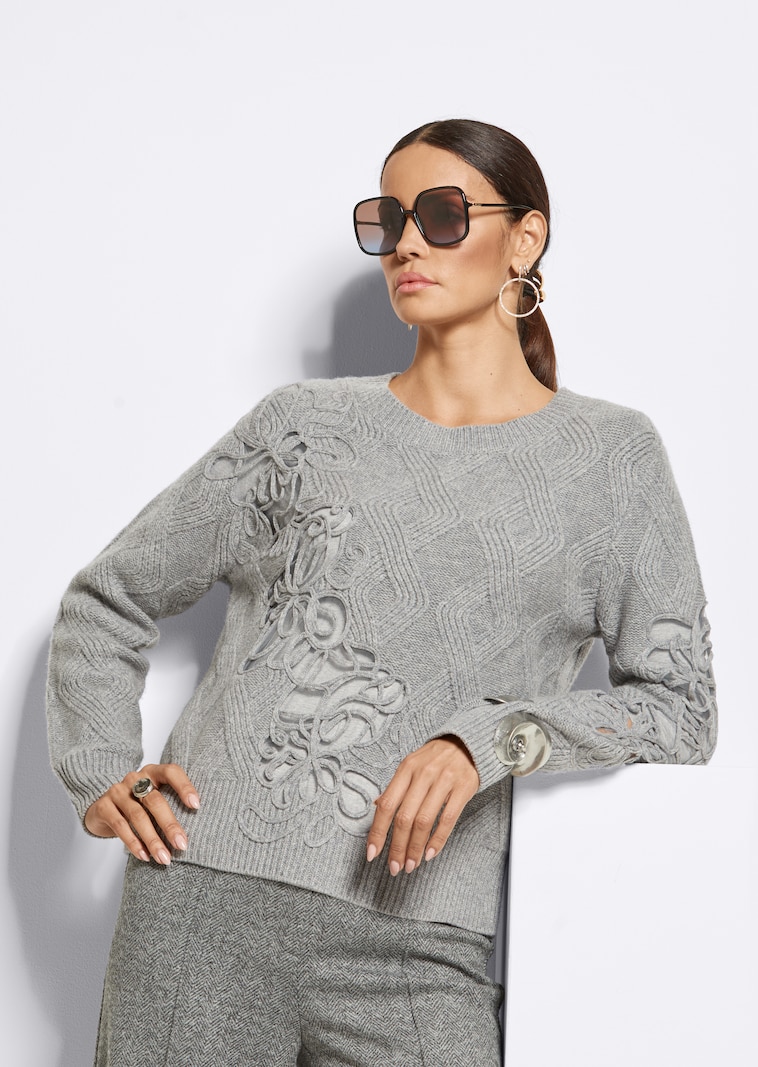 Rundhals-Pullover aus Schurwolle