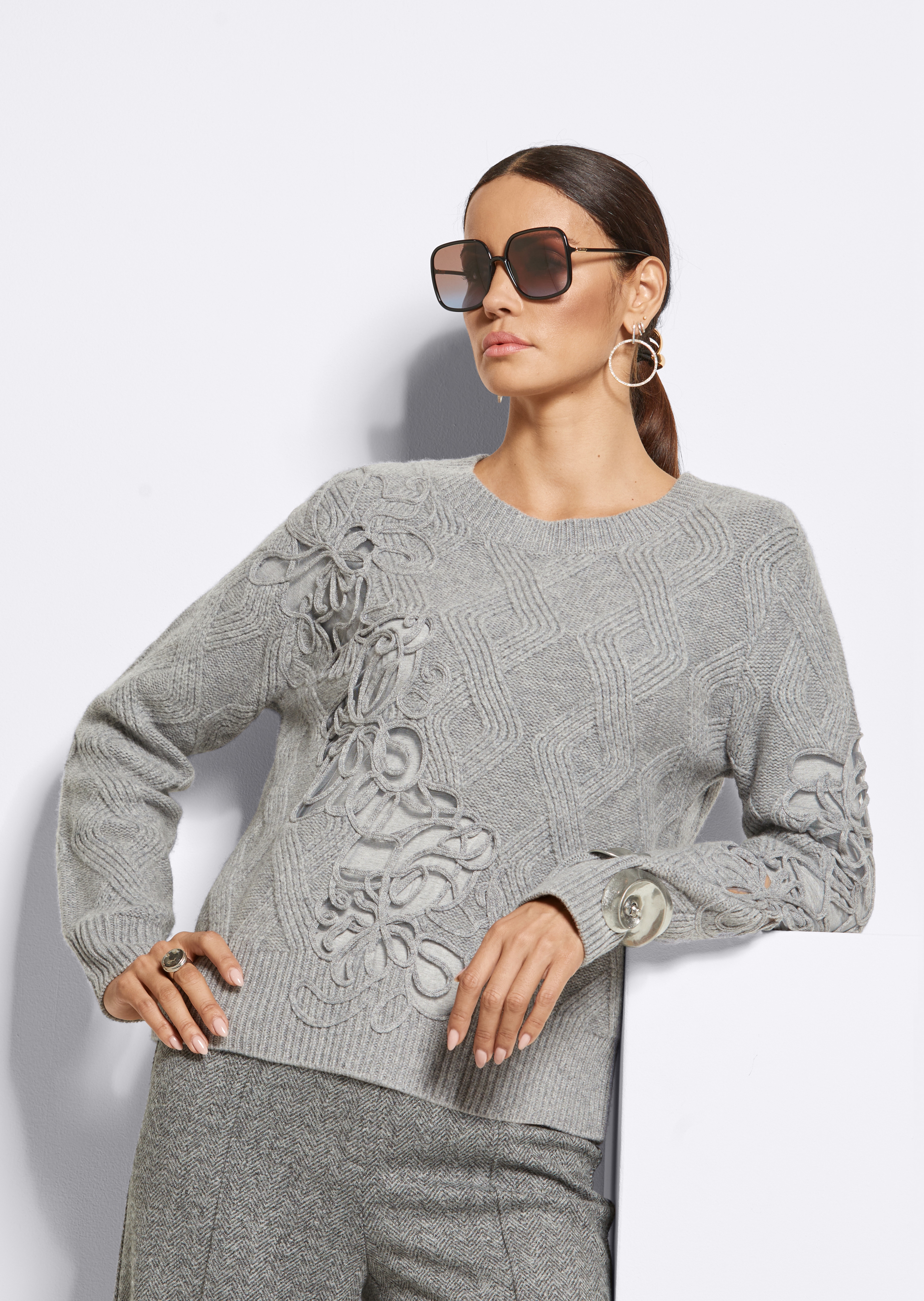 Rundhals-Pullover aus Schurwolle