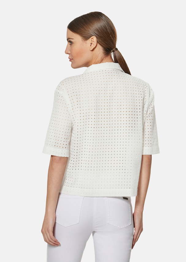 Short-sleeved boxy-style blouse with eyelet embroidery 2