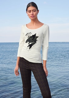 Bedrucktes Rundhals-Shirt mit 3/4-Ärmeln thumbnail 6