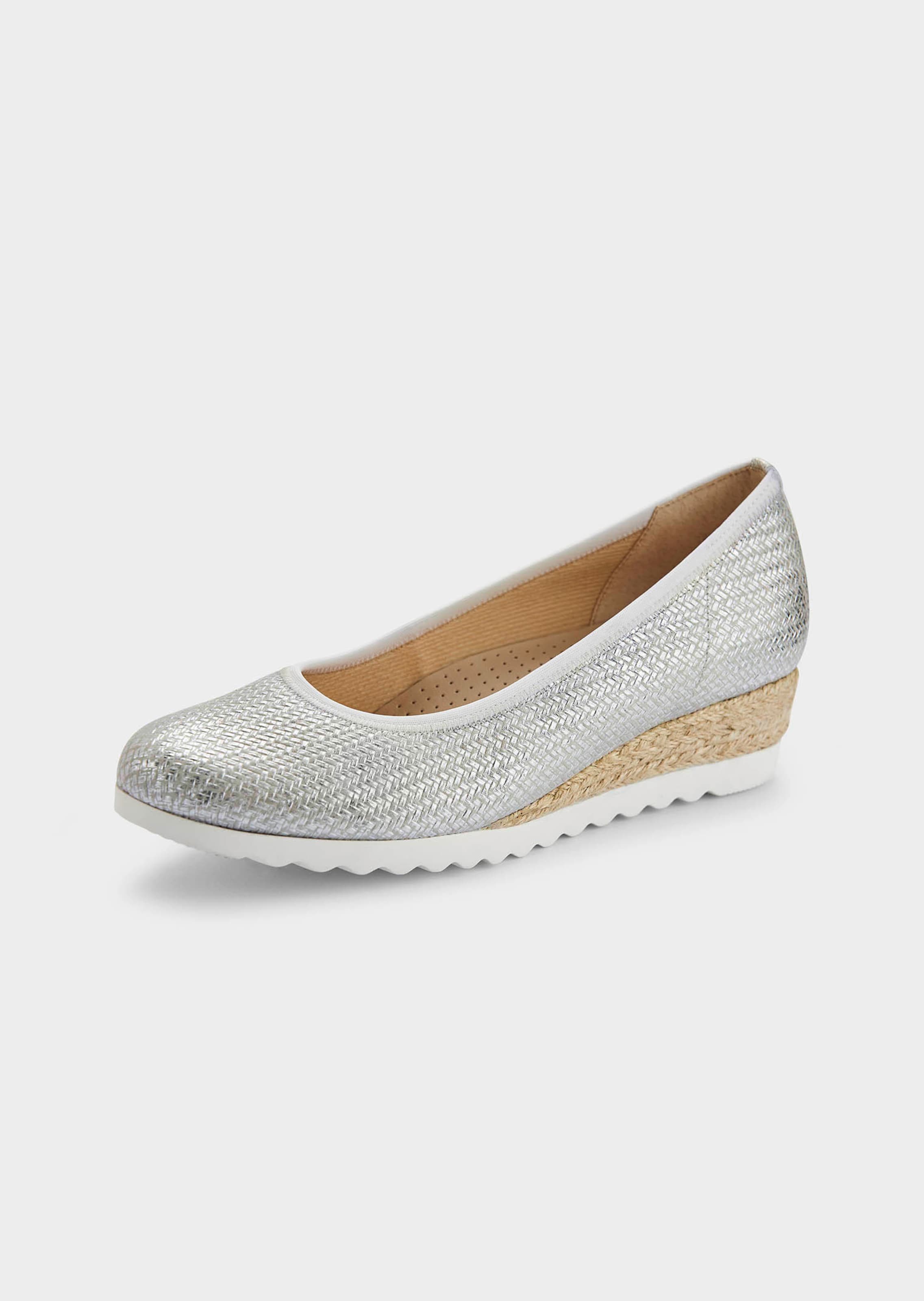 Ballerines a talon compense sur blanc couleur argent