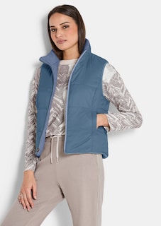Omkeerbaar vest met tricot en gewatteerde kant thumbnail 1