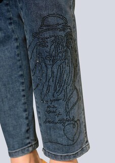 Jeans mit Steinchenmotiv am Bein thumbnail 3