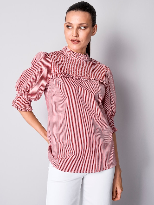 Bluse mit gesmoktem Ärmel
