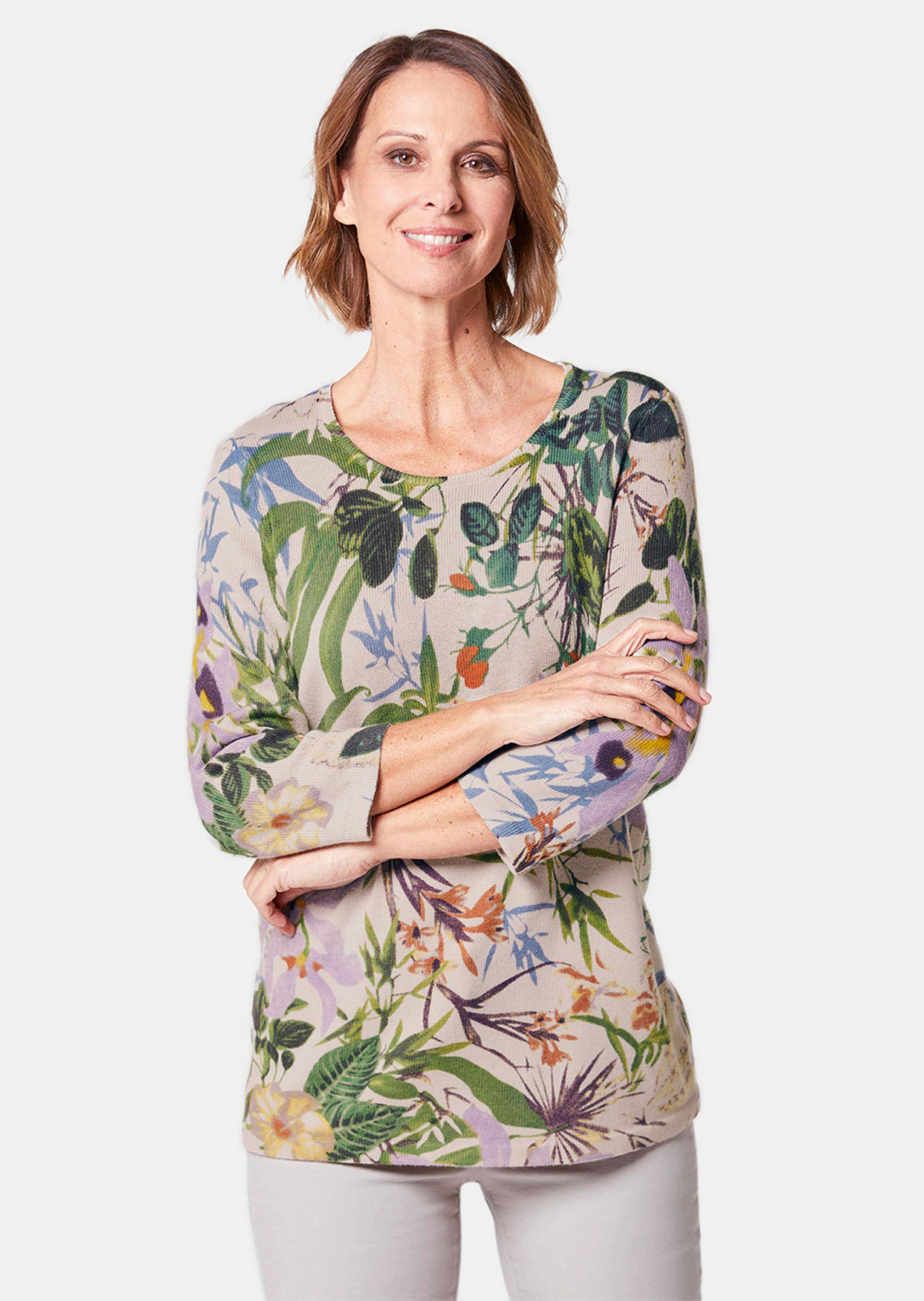 Dezenter Pullover mit Blumenmotiv