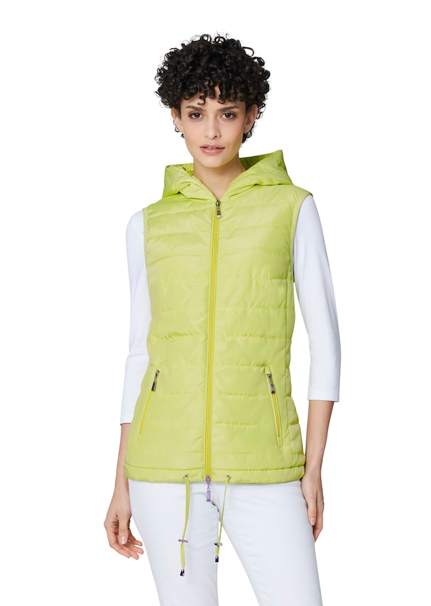 Lightly padded quilted waistcoat with hood