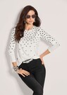 Langarmshirt mit Strass und Hahnentrittmuster thumbnail 4