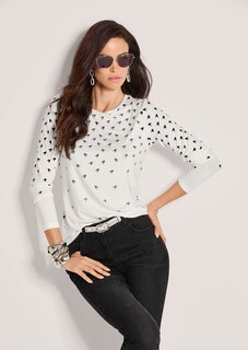 Langarmshirt mit Strass und Hahnentrittmuster thumbnail 4