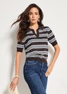 Gestreifter Feinstrick-Pullover mit Polokragen thumbnail 7