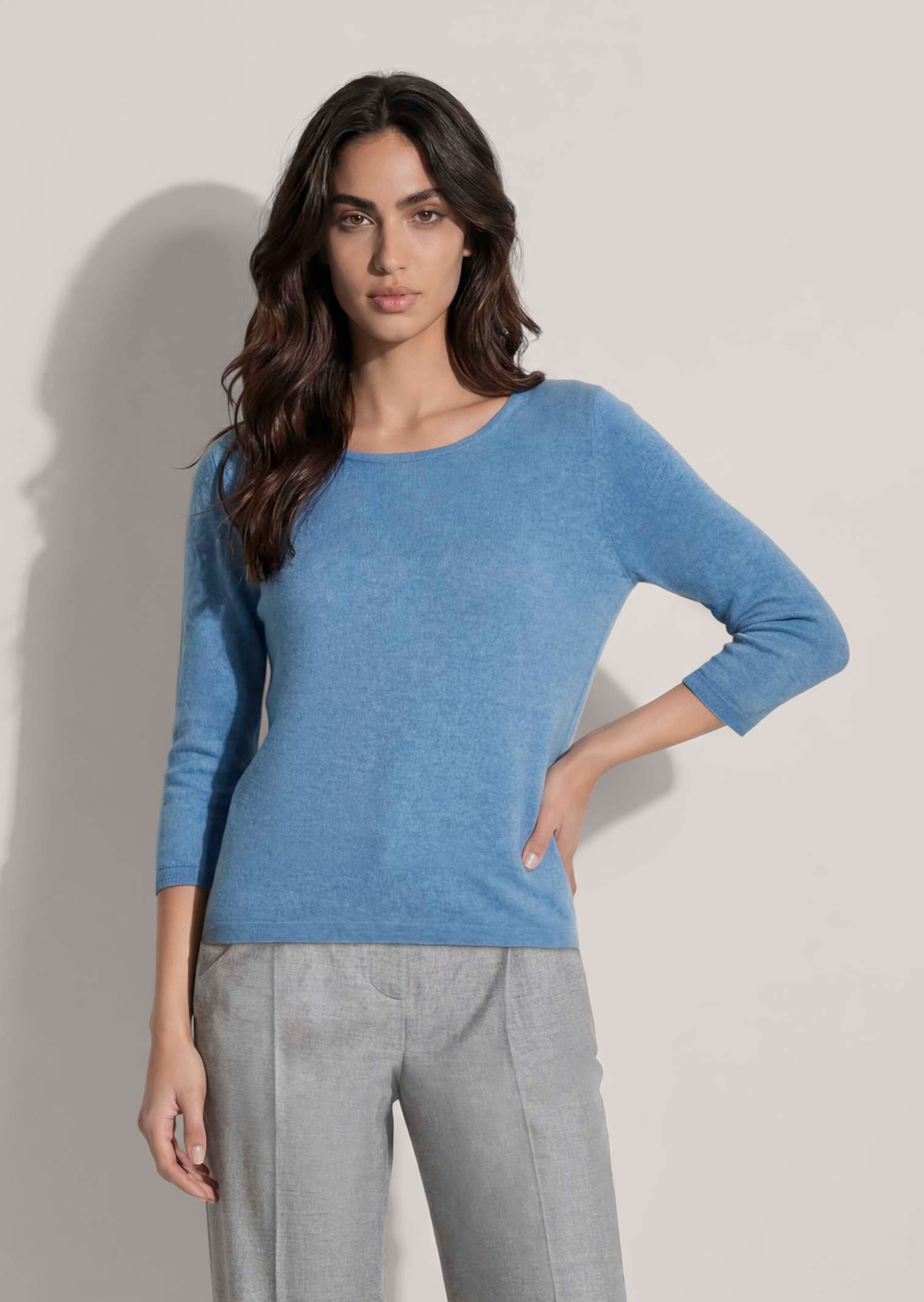 Pull en pur cachemire à manches 3/4