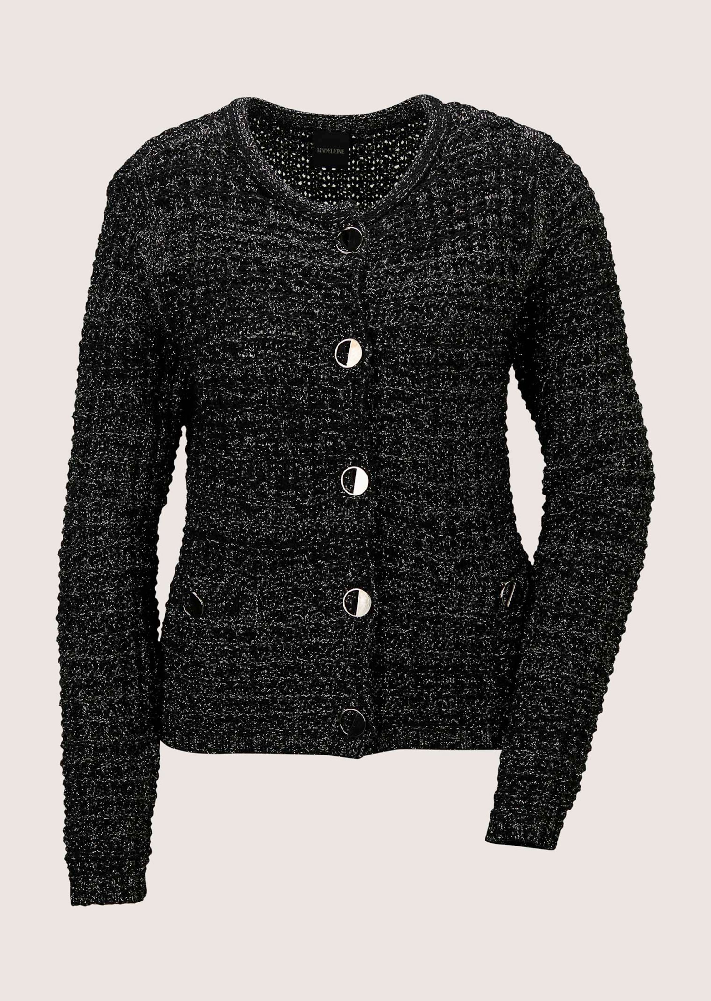Veste en grosse maille avec fil brillant et boutons à la mode