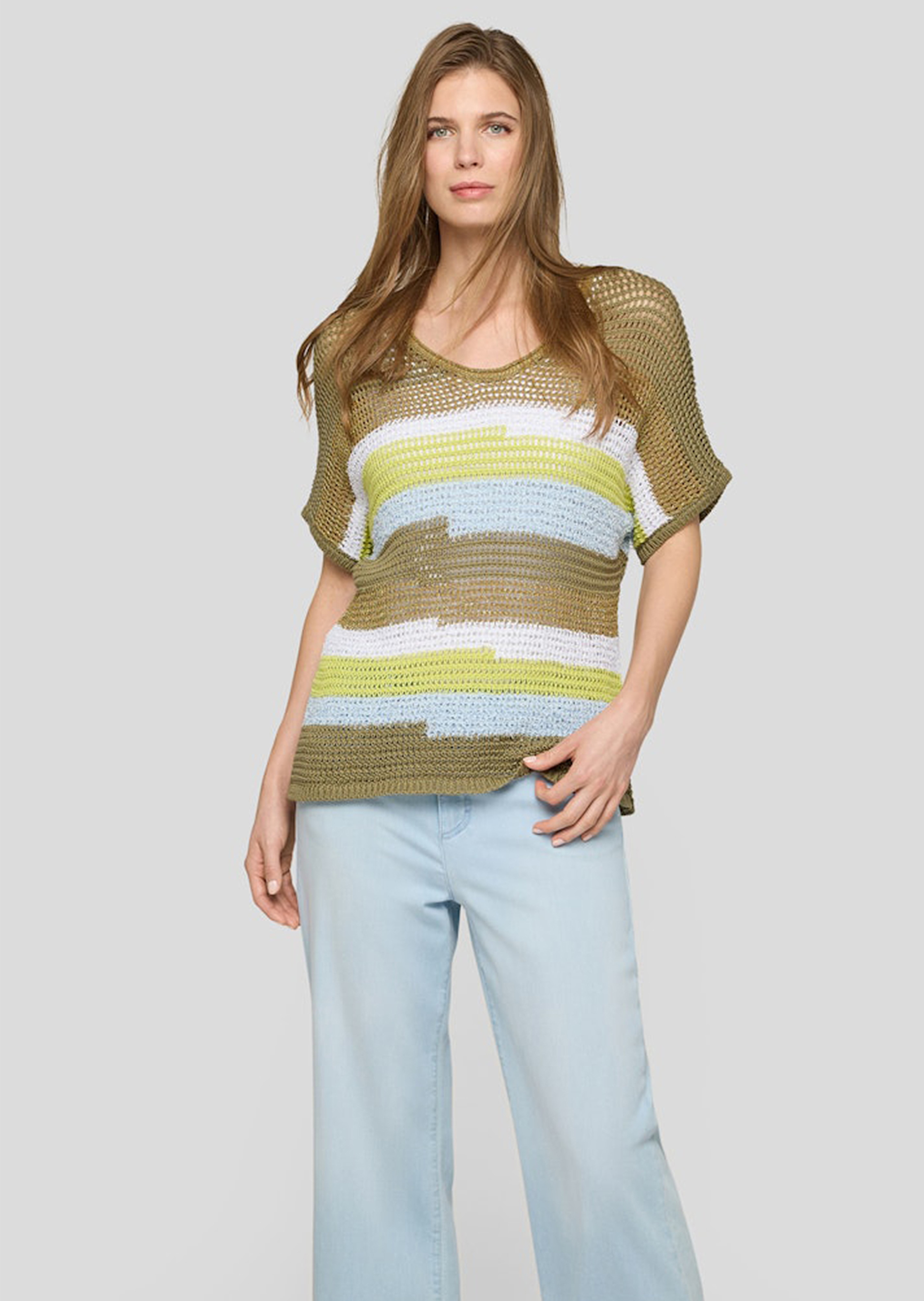 Pullover van grove tricot met glansgaren