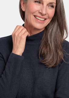 Fijn gebreide tricot pullover met opstaande kraag thumbnail 4