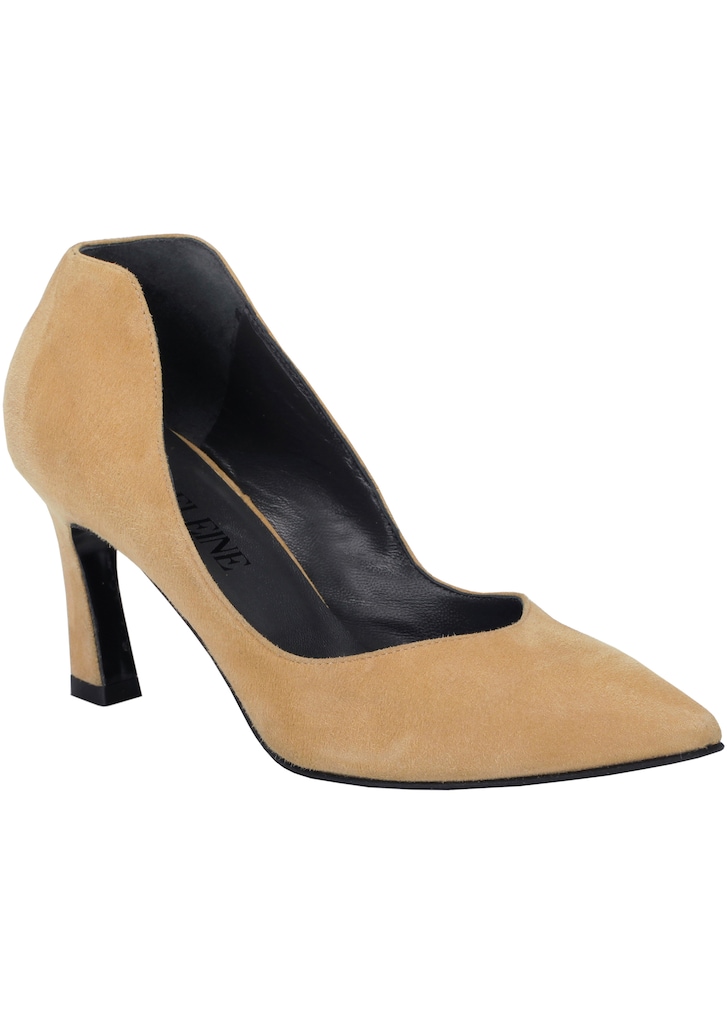 Pointed suede court shoes