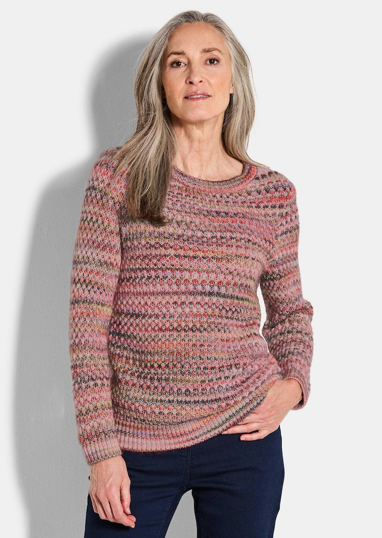 Tricot pullover in meerkleurige look