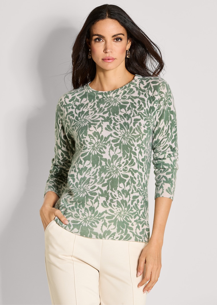 Kaschmir-Pullover mit floralem Design