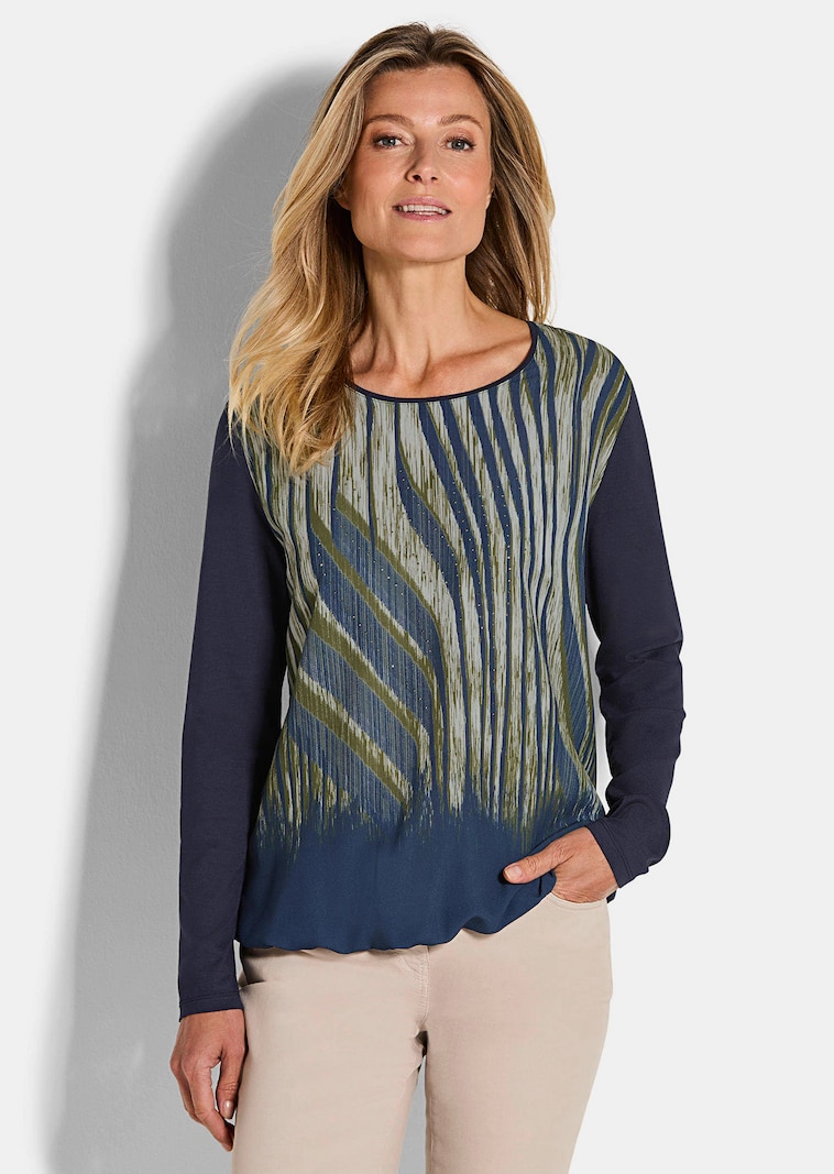 Blusenshirt im Materialmix