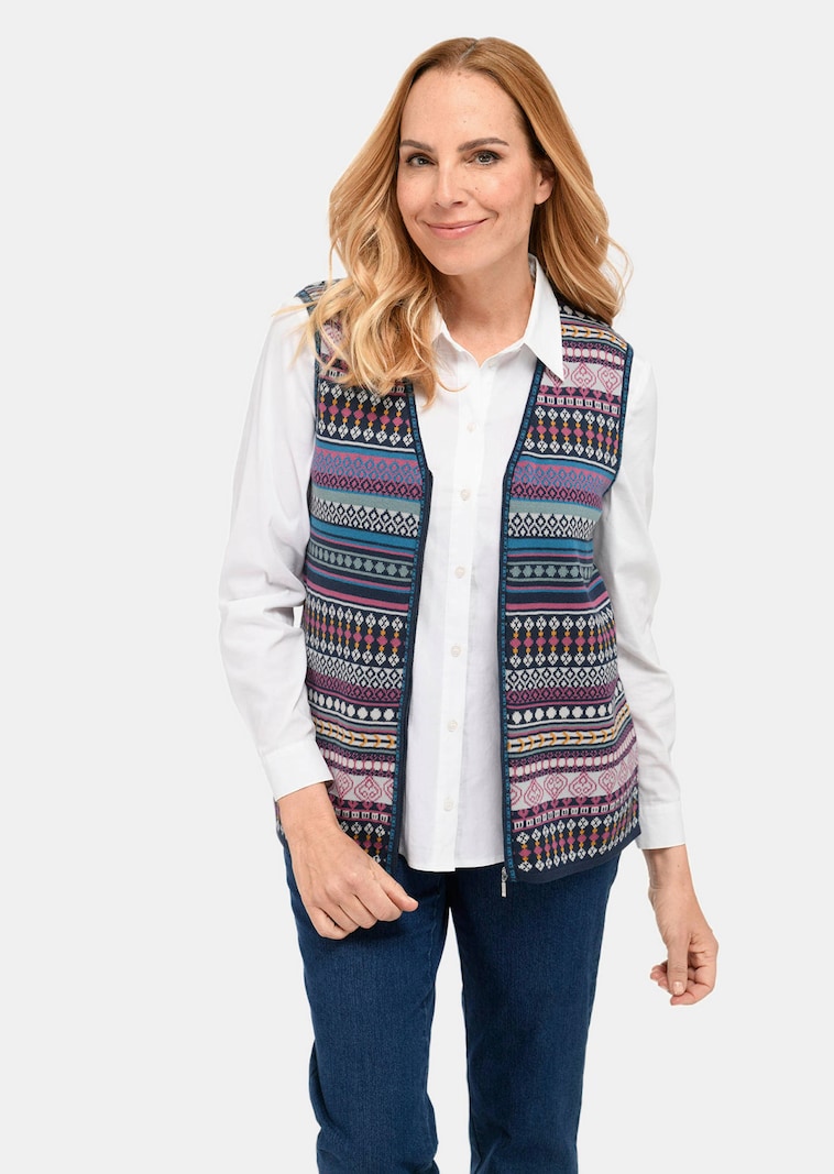Jacquard tricot vest met kleurrijk streepdessin