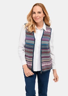 Jacquard tricot vest met kleurrijk streepdessin thumbnail 1