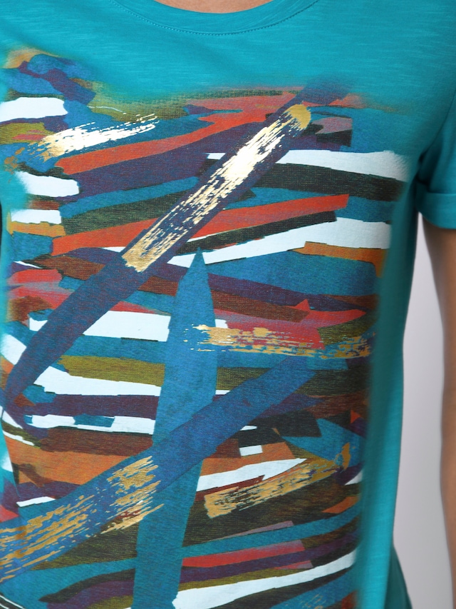 Shirt mit grafischem Print und goldenen Details auf der Vorderseite 4