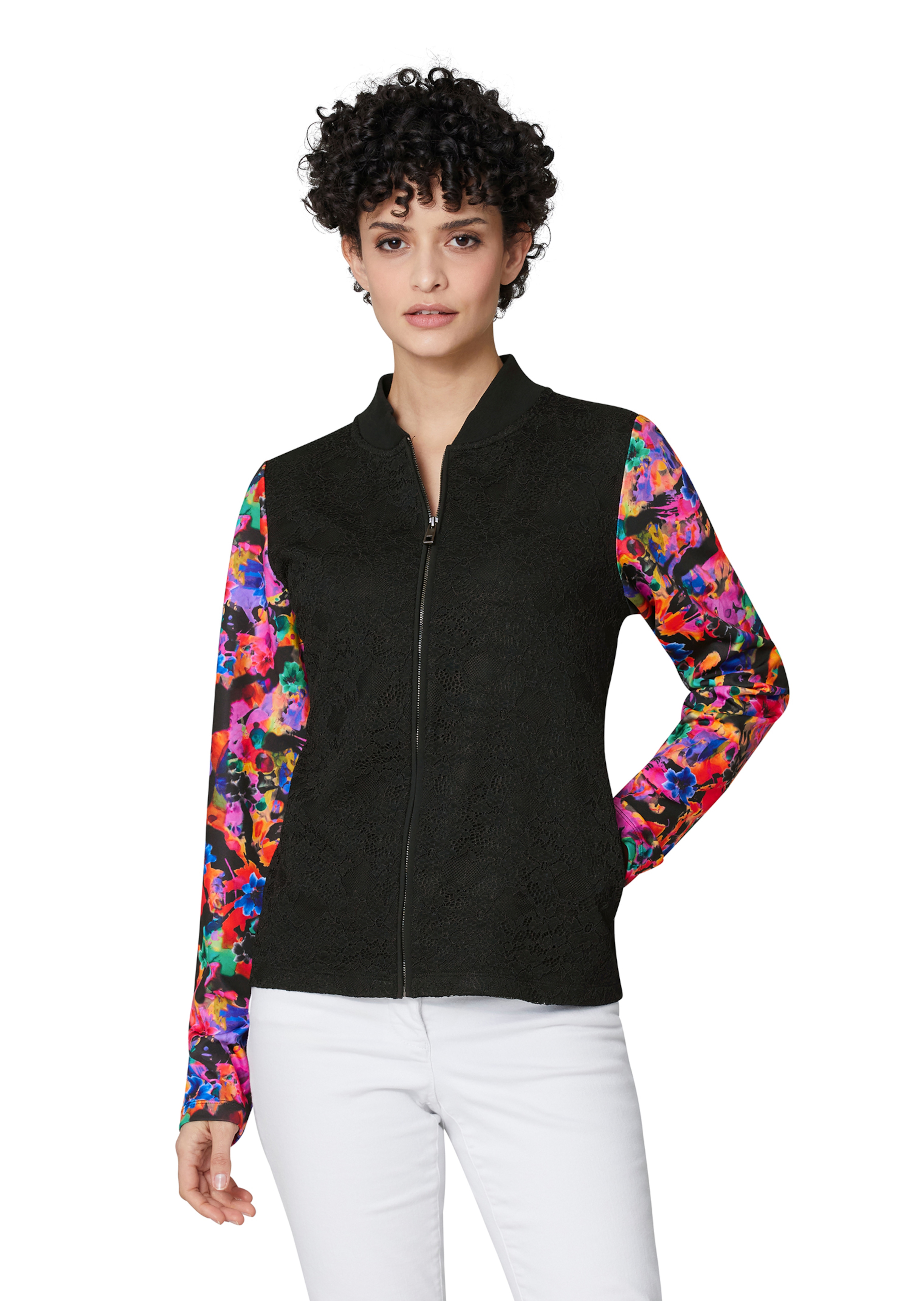 Jacke mit floralen Trend-Ärmeln