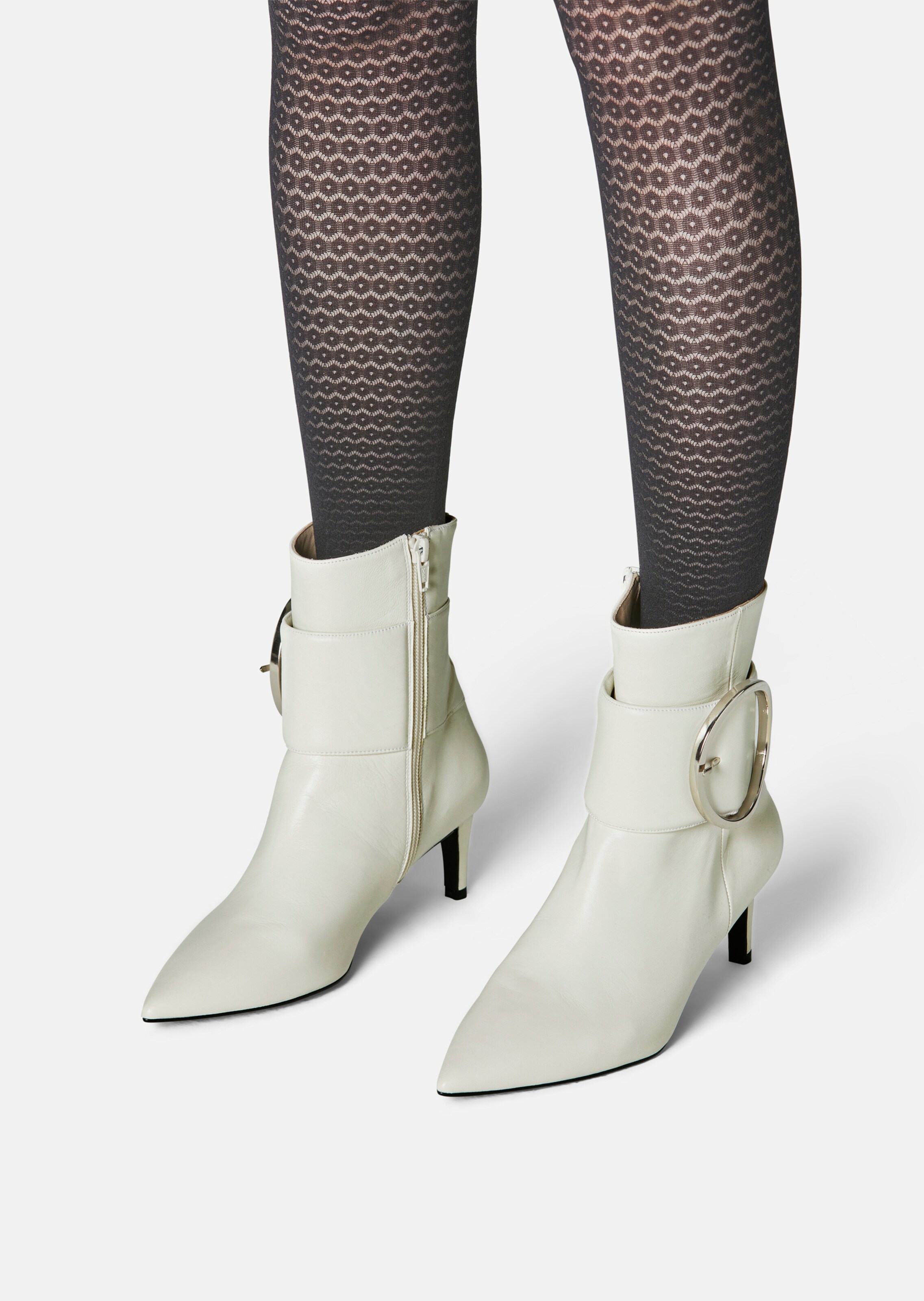 Leder-Stiefeletten mit Pfennig-Absatz