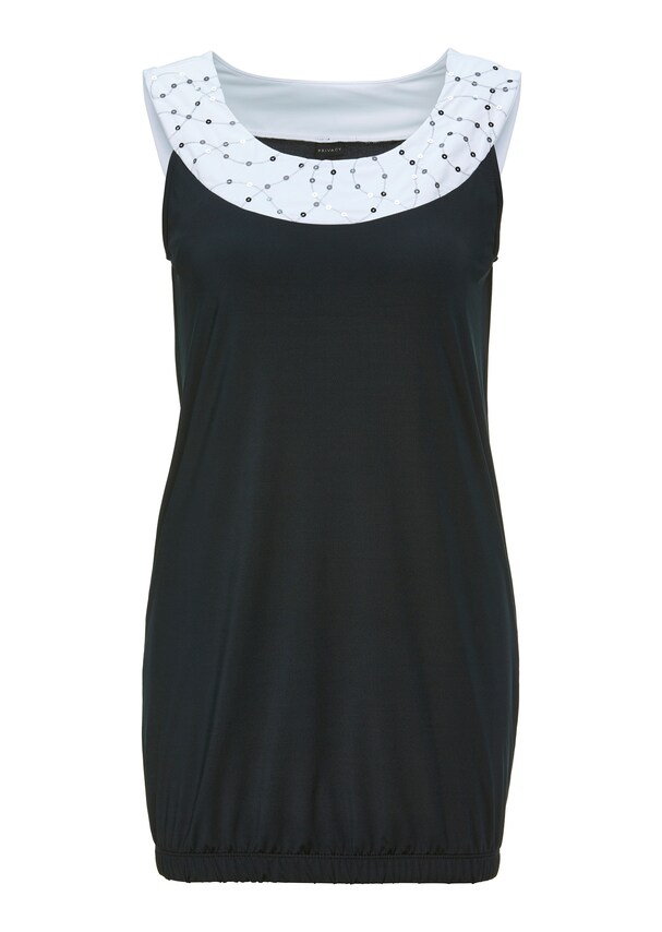 Sleeveless long top with sequin embellishment