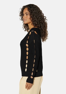 Knitted jumper with cut-outs and V-neckline thumbnail 4