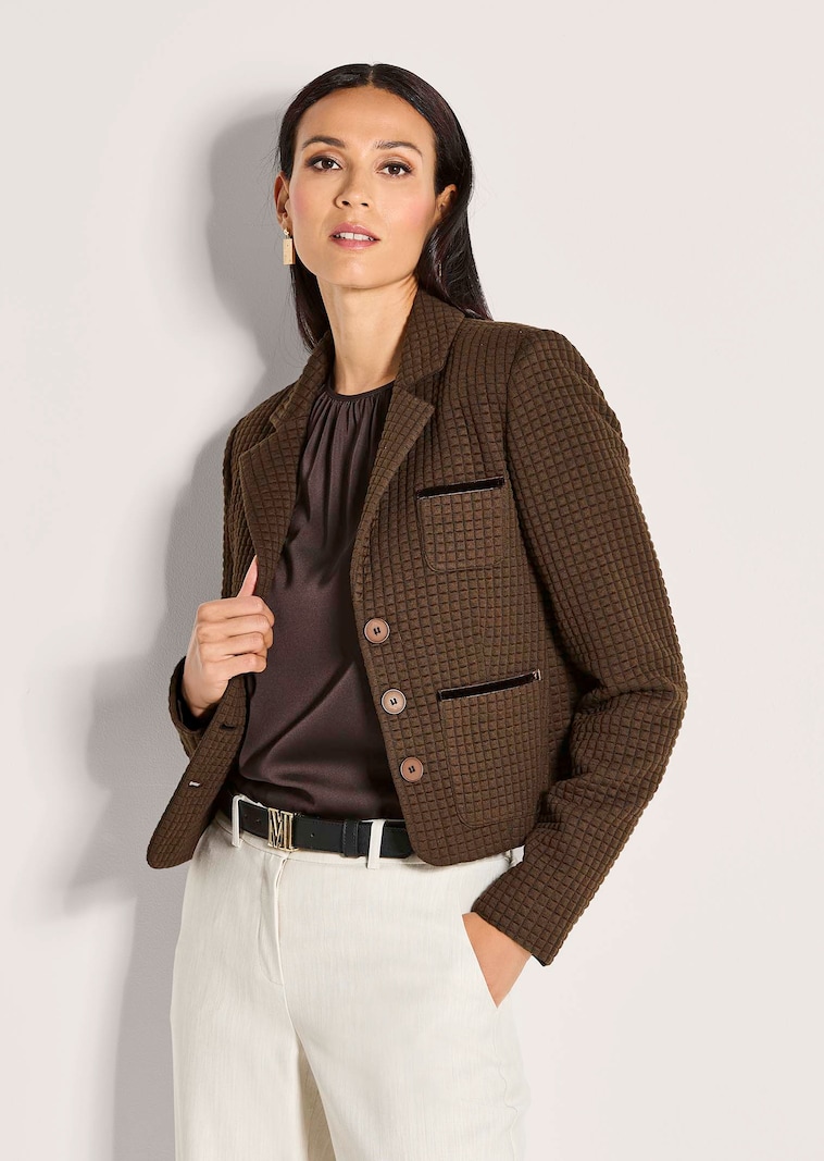 Kurzer Jersey-Blazer mit Waffelstruktur