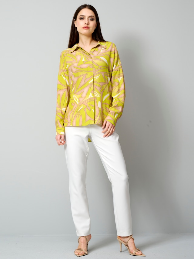 Druckbluse in grafischem Dessin 1