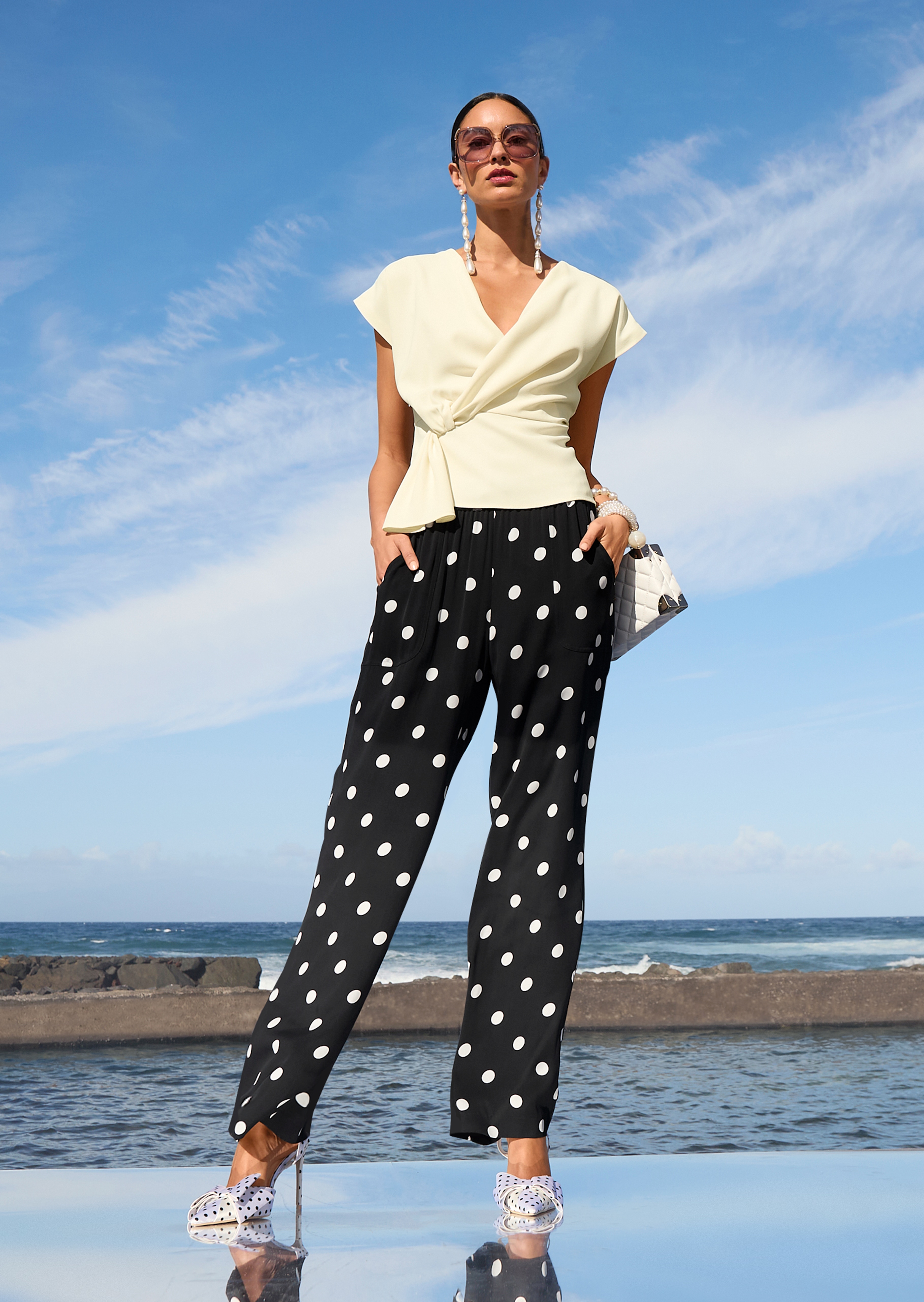 Polka-Dot-Hose mit weitem Bein