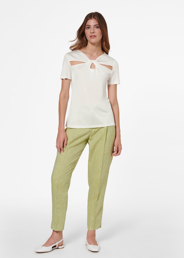 TALBOT RUNHOF X MADELEINE short-sleeved shirt with cut-outs and knot effect 1