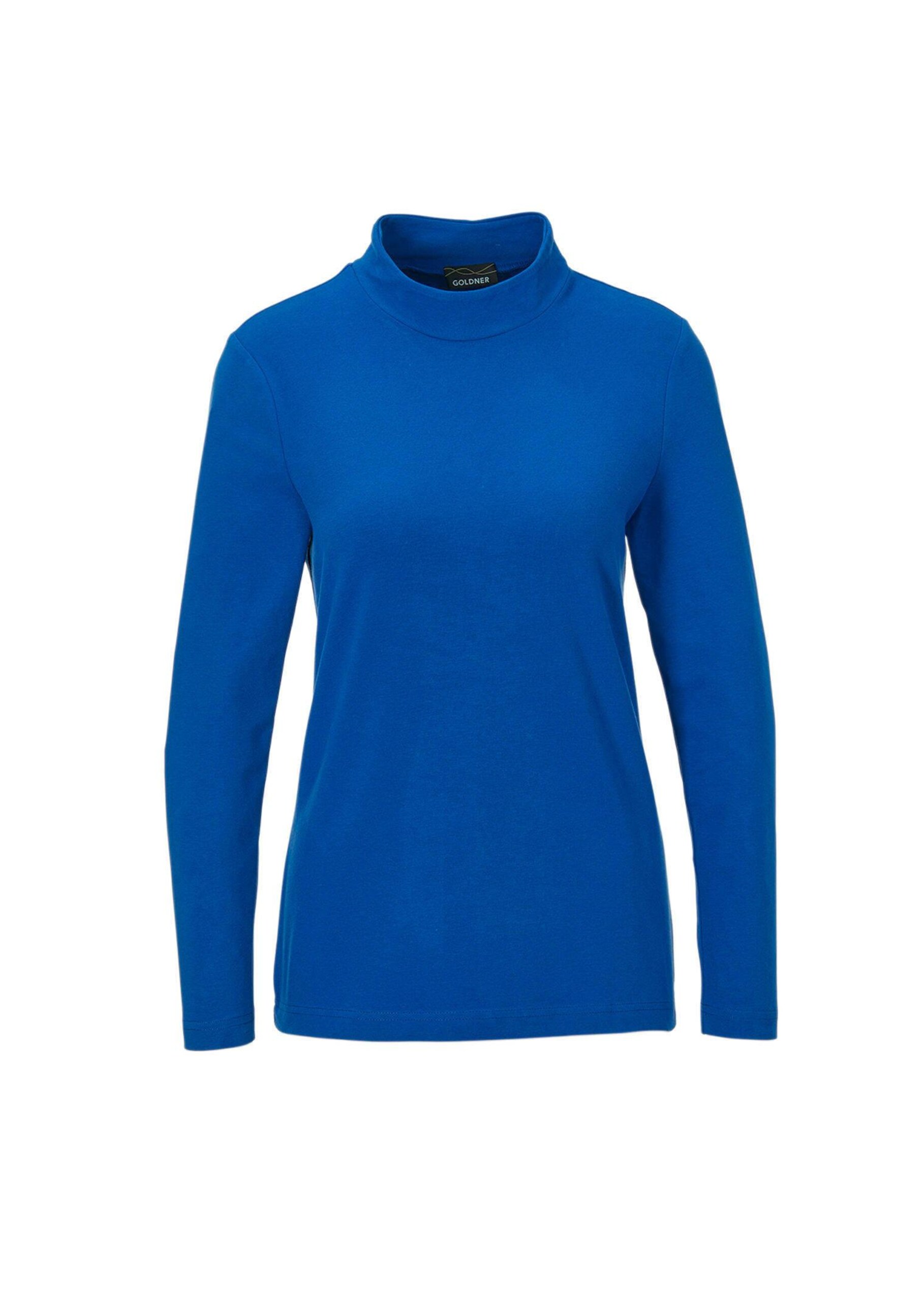 Stehkragenshirt Mit Langarm In Royalblau Atelier GOLDNER stehkragenshirt-mit-langarm-in-royalblau-atelier-goldner