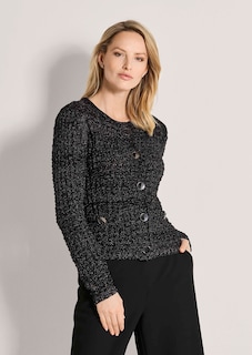 Grobstrickjacke mit Glanzgarn und modischen Knöpfen thumbnail 1