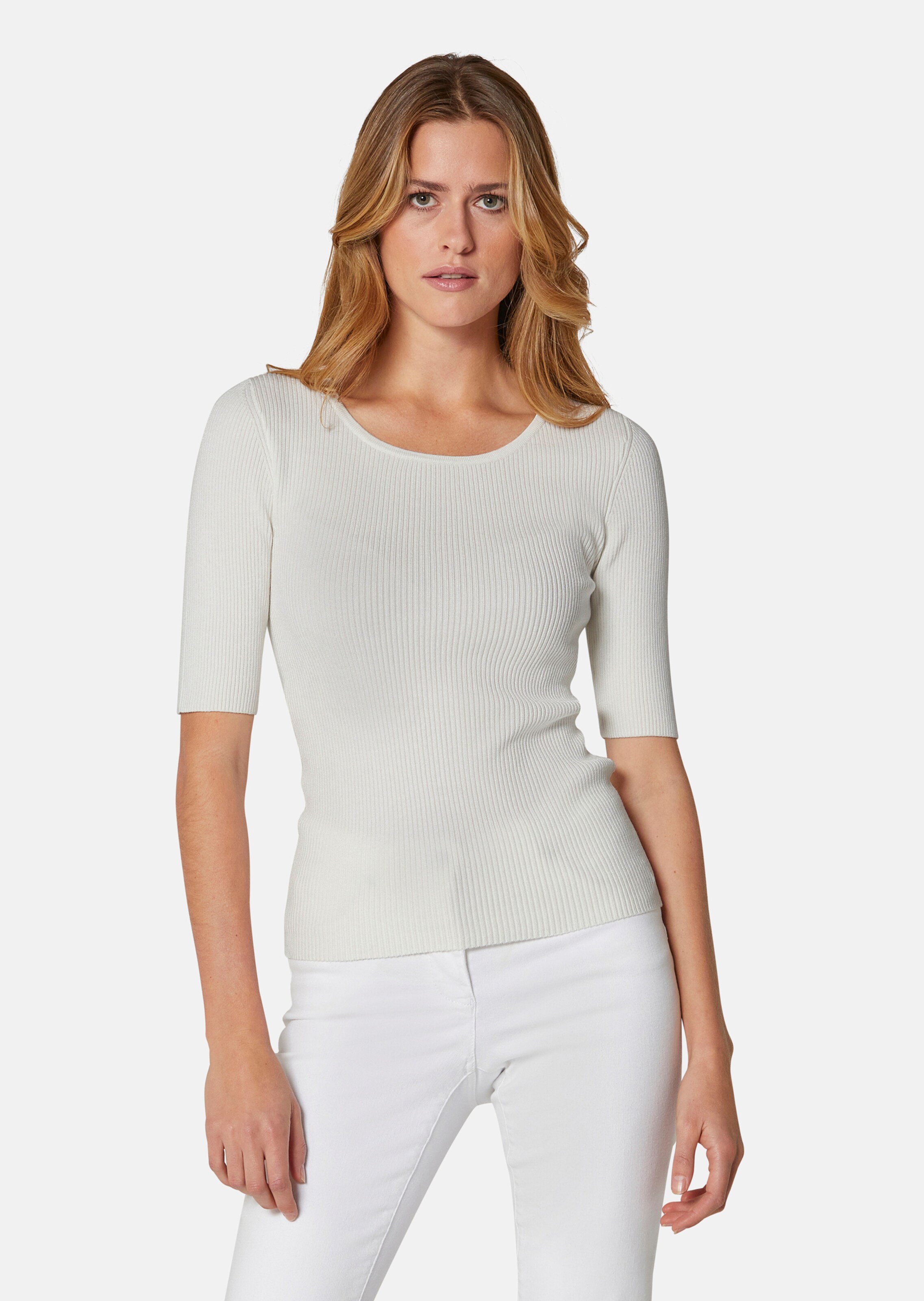 Ribbed knit jumper with short sleeves