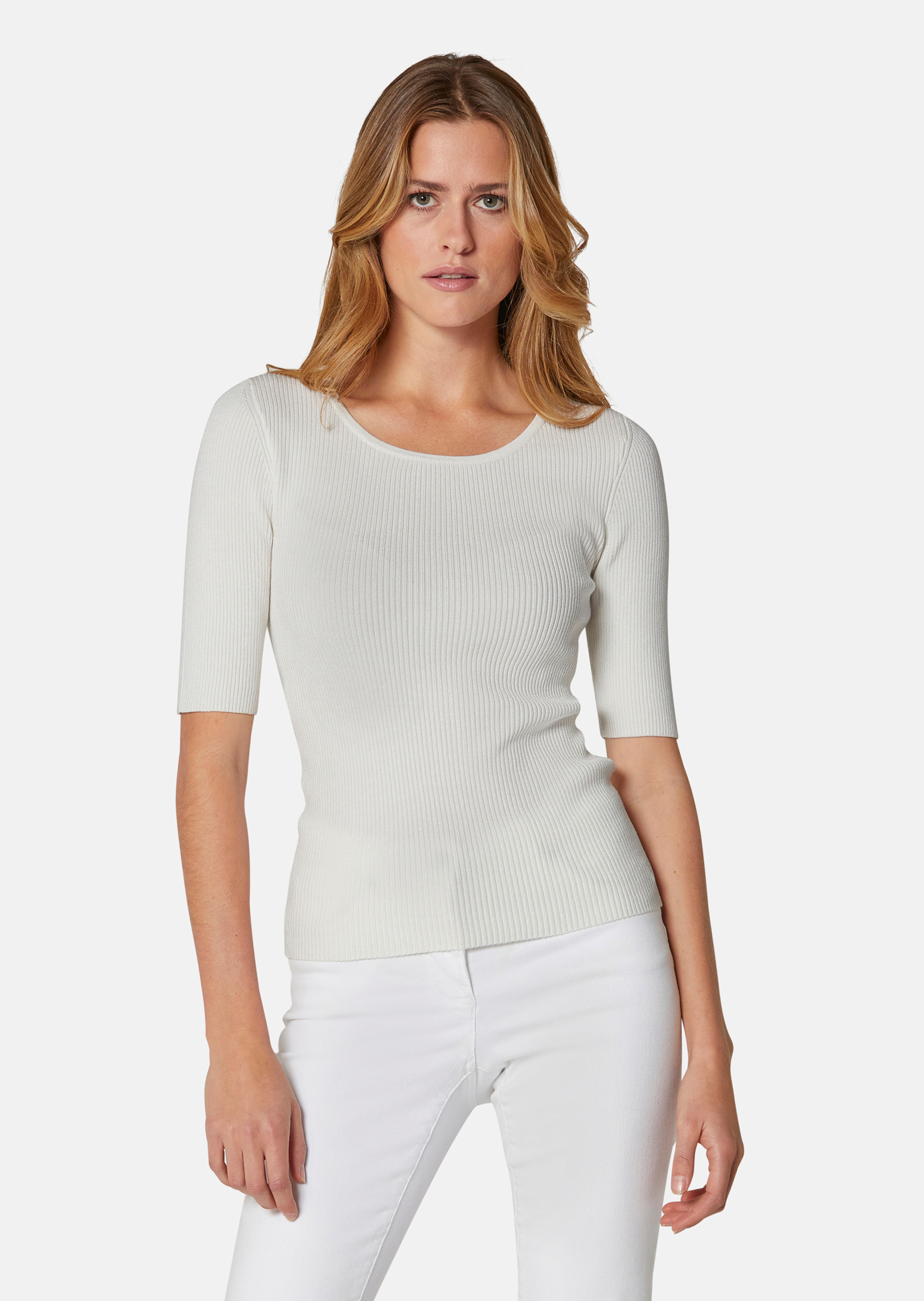 Ribbed knit jumper with short sleeves