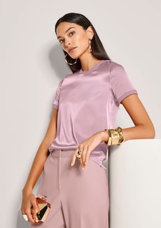 Blusenshirt aus Seide mit Rippenblenden thumbnail 4