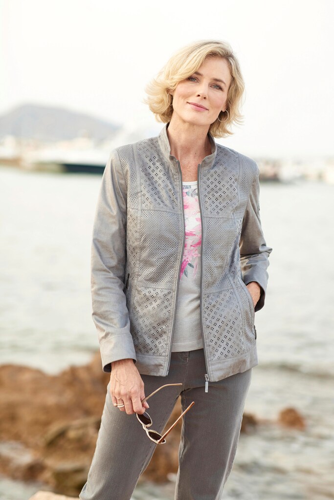 Blazer in weicher Velourslederoptik