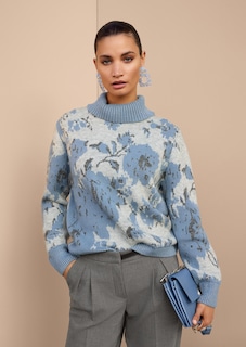 Floraler Jacquard-Pullover mit Rollkragen thumbnail 7