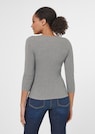 Schlanker Rippenpullover mit 3/4-Ärmeln thumbnail 3