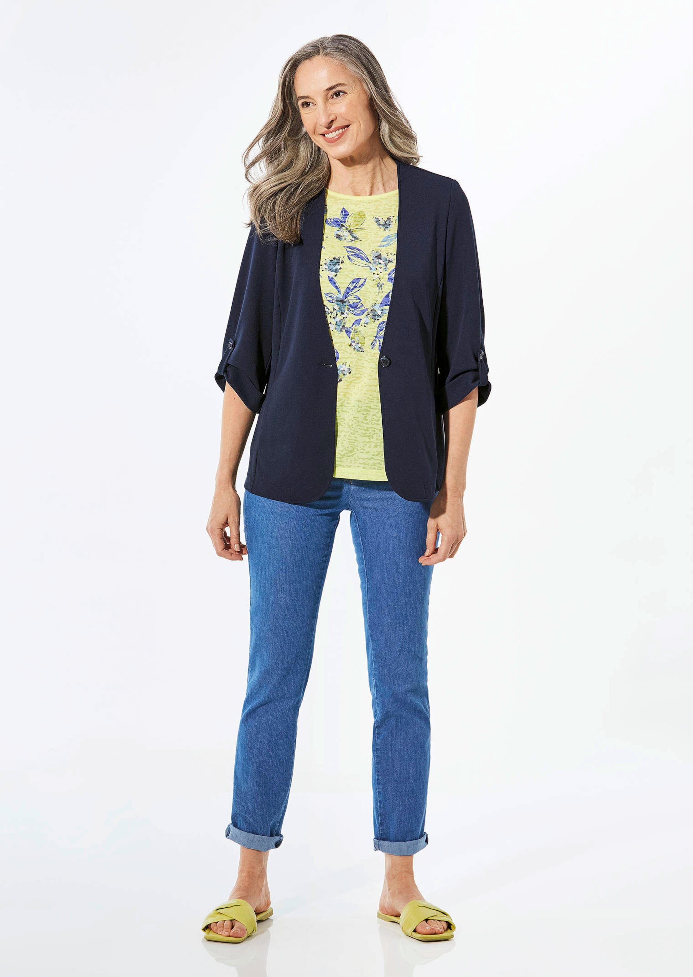 Blazer à col cardigan - marine - Gr. 54 de Goldner Fashion